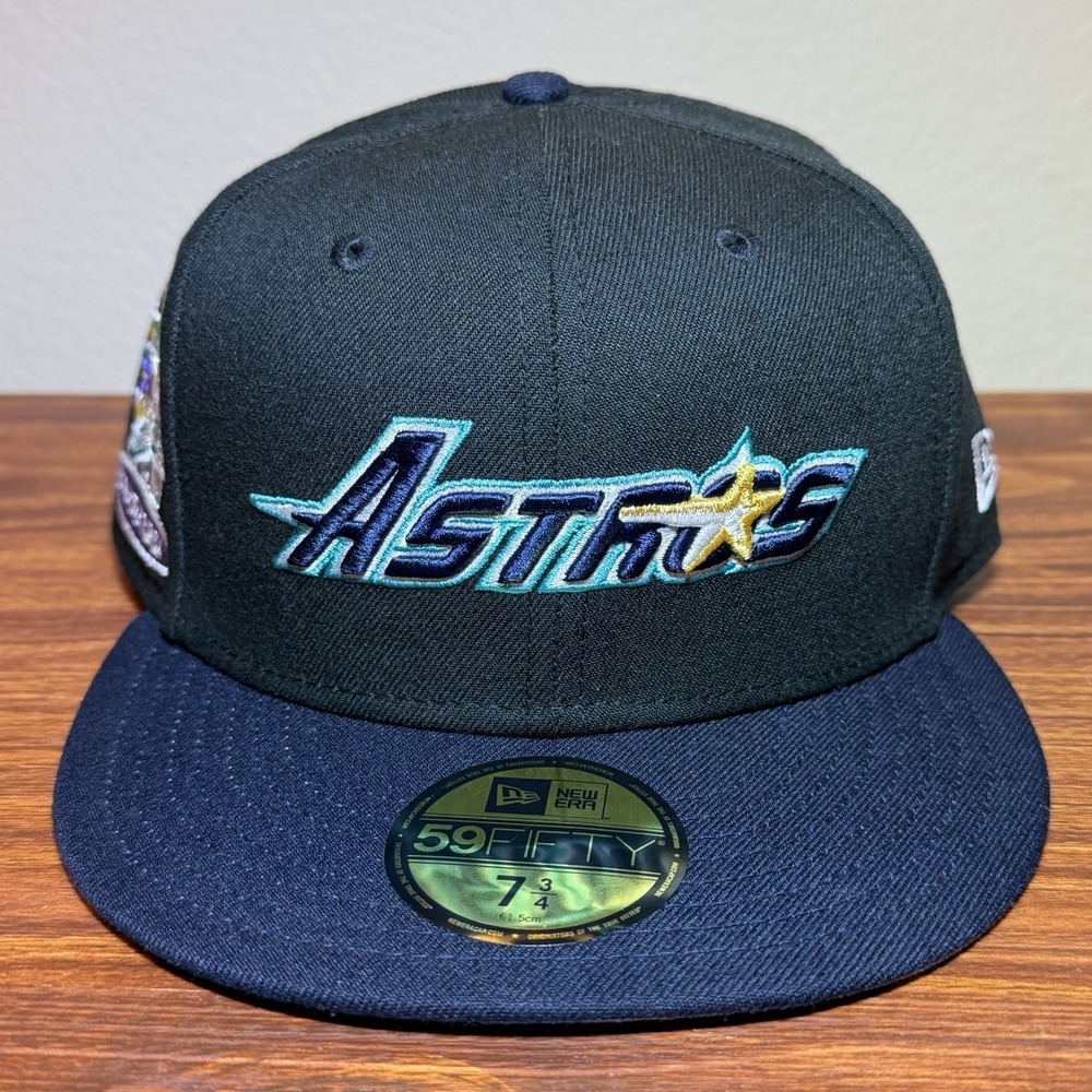 New Era Houston Astros Retro Spring Training Fitted Hat 7 3/4 59Fifty Black Blue